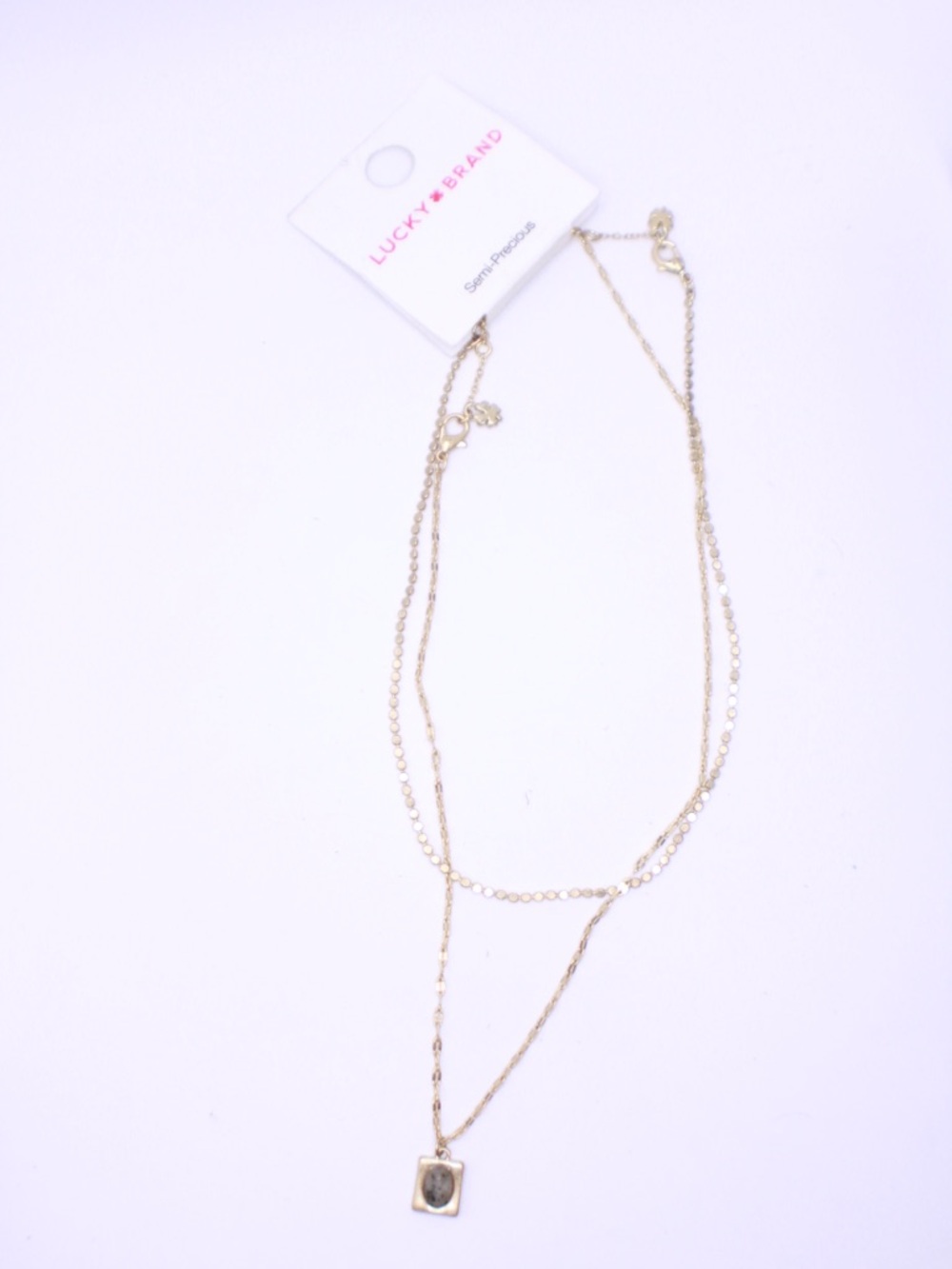 Lucky Brand Delicate Gold tone two Necklaces with semiprecious stone Pendant